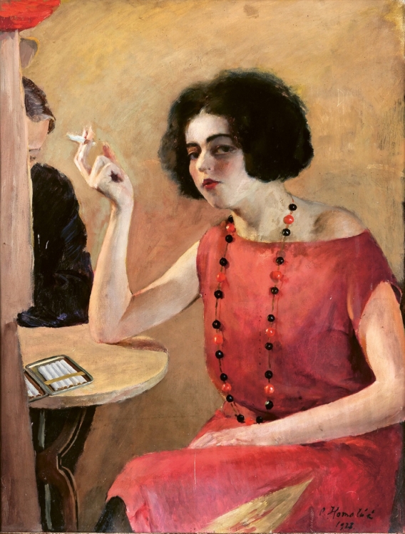 Oldřich Homoláč, Girl in Red, 1927, oil on canvas, 70×53 cm, private collection