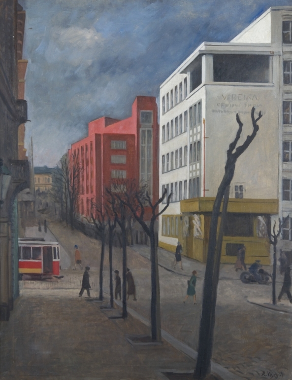 Rudolf Vejrych, Škola, kolem 1930, olej, plátno, 105,5 × 82,5 cm, GHMP_1000