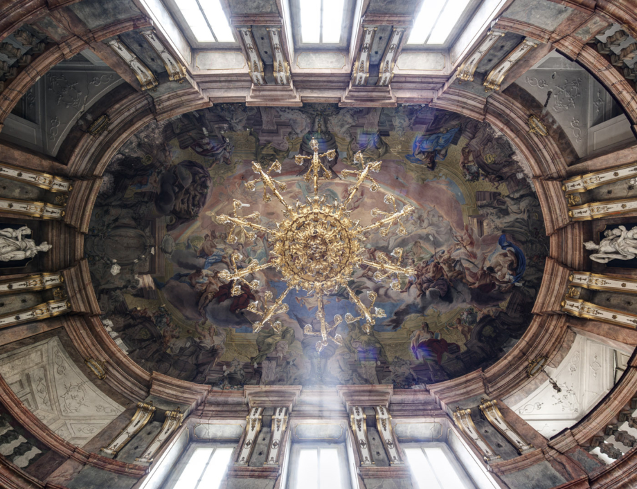 the ceiling of the ballroom in the Colloredo-Mansfeld Palace. Photo by Tomáš Souček